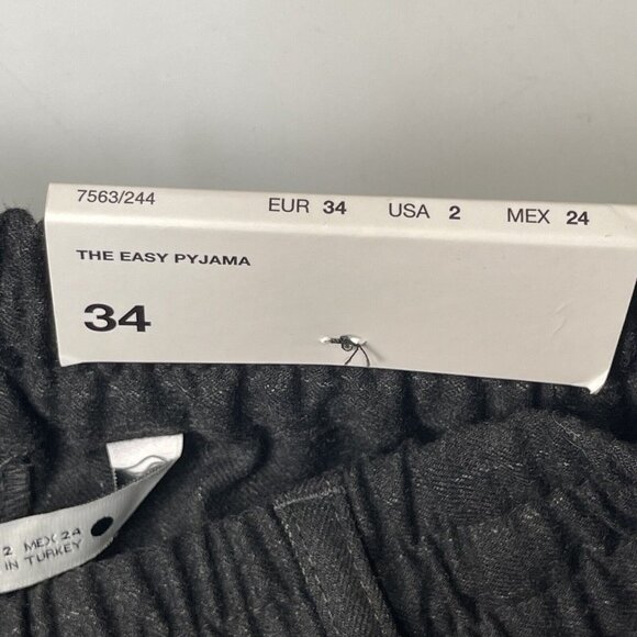 Zara Pants Womens 2 Grey Pinstripe Easy Pyjama Fit Elastic Pull On Drawstring - Picture 11 of 16